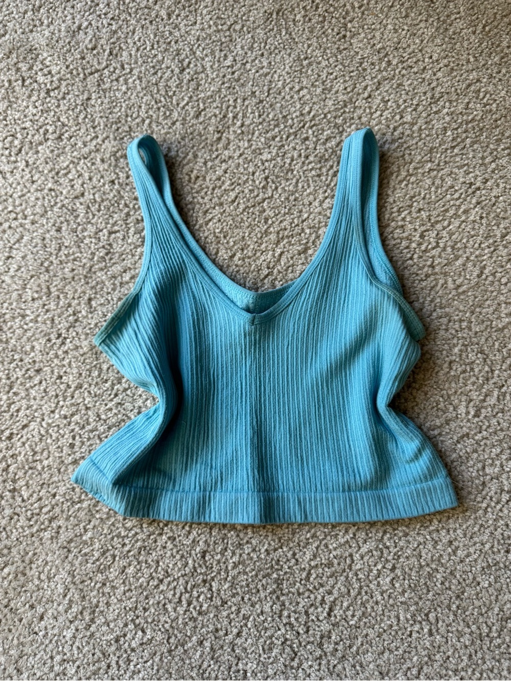 Urban Outfitters Teal Ribbed V-Neck Crop Tank y2k sexy